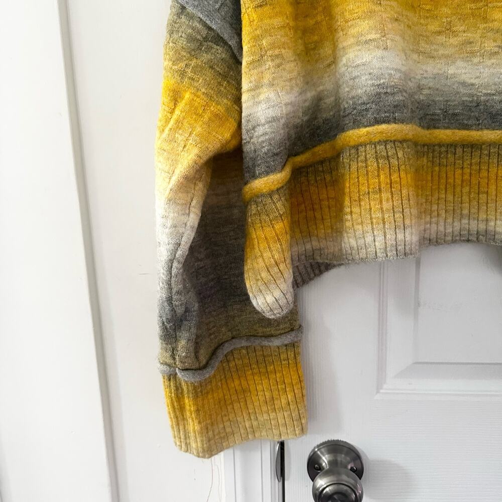 Pilcro Anthropologie Yellow Grey Ombre Striped Cropped Mock Neck Sweater XL - Picture 5 of 15